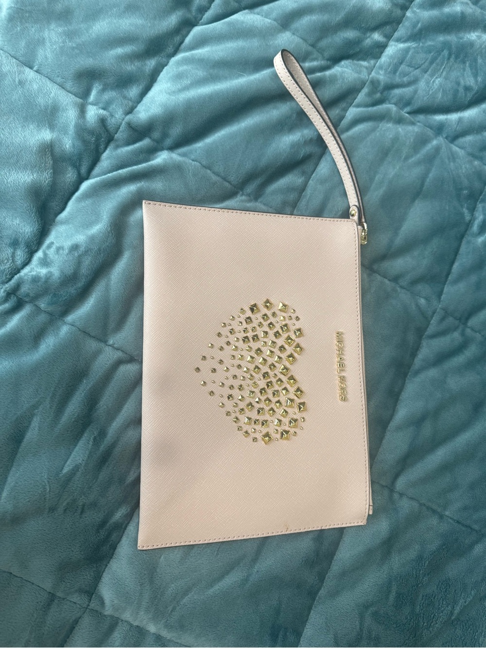 Michael Kors Pale Pink Studded Heart Wristlet